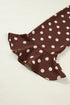 Polka Dot Print Ruffle Trim V Neck Bell Sleeve Blouse