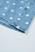 Polka Dot Print Ruffled Puff Sleeve Denim Mini Dress