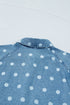 Polka Dot Print Ruffled Puff Sleeve Denim Mini Dress
