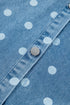 Polka Dot Print Ruffled Puff Sleeve Denim Mini Dress