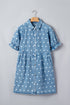 Polka Dot Print Ruffled Puff Sleeve Denim Mini Dress