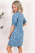 Polka Dot Print Ruffled Puff Sleeve Denim Mini Dress