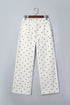 Polka Dot Print Scalloped Patch Pocket Cotton Shift Pants