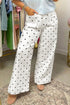 Polka Dot Print Scalloped Patch Pocket Cotton Shift Pants