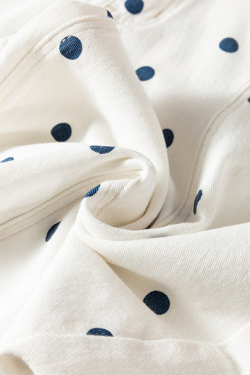 Polka Dot Print Seam Detail Wide Leg Barrel Jeans