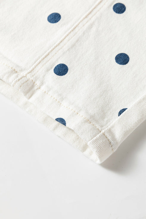 Polka Dot Print Seam Detail Wide Leg Barrel Jeans