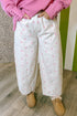 Polka Dot Print Seam Detail Wide Leg Barrel Jeans