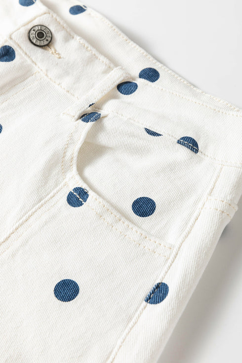 Polka Dot Print Seam Detail Wide Leg Barrel Jeans