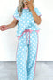 Polka Dot Print Short Sleeve Matching Pant Set