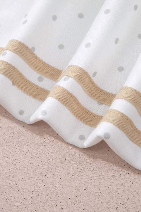 Polka Dot Print Side Stripe Detail Casual Sweatshirt 2Pcs Short Set