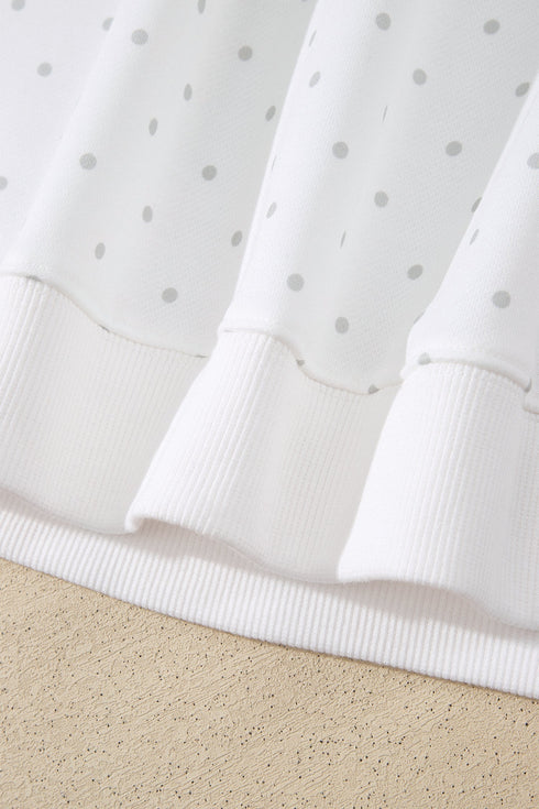 Polka Dot Print Side Stripe Detail Casual Sweatshirt 2Pcs Short Set