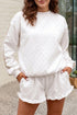 Polka Dot Print Side Stripe Detail Casual Sweatshirt 2Pcs Short Set