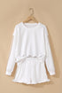 Polka Dot Print Side Stripe Detail Casual Sweatshirt 2Pcs Short Set