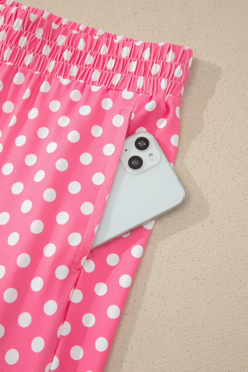 Polka Dot Print Slim Tank And Loose Pant Set