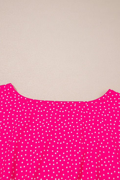 Polka Dot Print Smocked Ruffle Sleeve Midi Dress