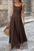 Polka Dot Print Square Neck Sleeveless A-Line Maxi Dress