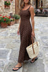 Polka Dot Print Square Neck Sleeveless A-Line Maxi Dress