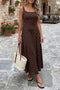 Polka Dot Print Square Neck Sleeveless A-Line Maxi Dress