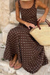 Polka Dot Print Square Neck Sleeveless A-Line Maxi Dress