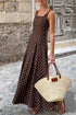 Polka Dot Print Square Neck Sleeveless A-Line Maxi Dress