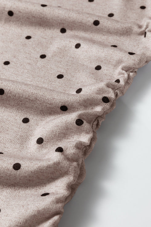 Polka Dot Print Stretch Knit Boat Neck Top