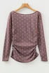 Polka Dot Print Stretch Knit Boat Neck Top