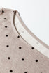 Polka Dot Print Stretch Knit Boat Neck Top