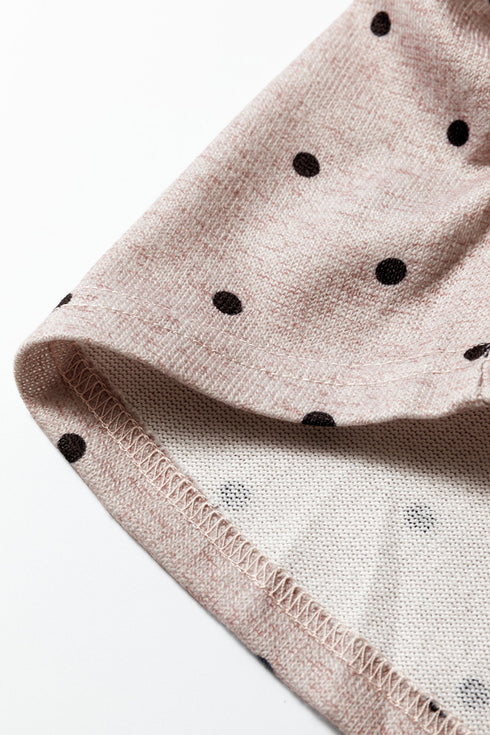 Polka Dot Print Stretch Knit Boat Neck Top