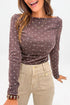 Polka Dot Print Stretch Knit Boat Neck Top