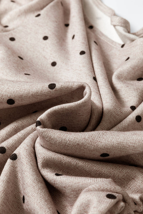 Polka Dot Print Stretch Knit Boat Neck Top