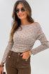 Polka Dot Print Stretch Knit Boat Neck Top