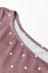 Polka Dot Print Stretch Knit Boat Neck Top