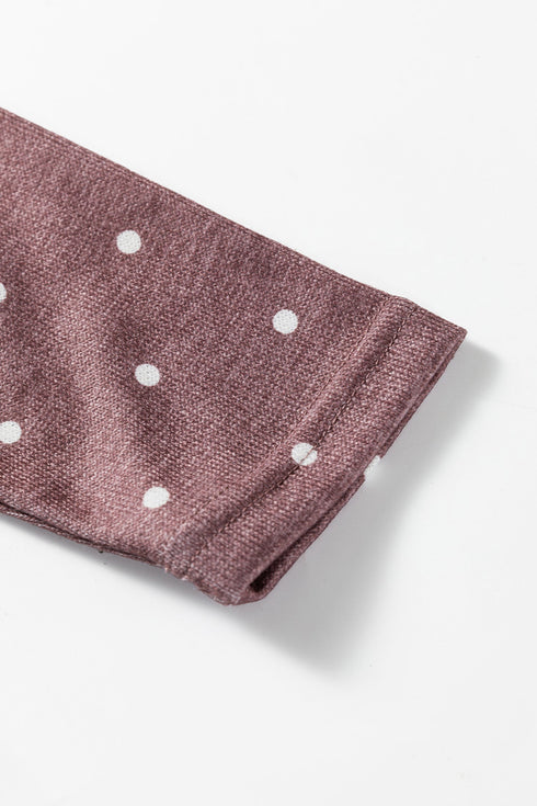 Polka Dot Print Stretch Knit Boat Neck Top