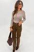 Polka Dot Print Stretch Knit Boat Neck Top