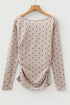 Polka Dot Print Stretch Knit Boat Neck Top