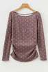 Polka Dot Print Stretch Knit Boat Neck Top