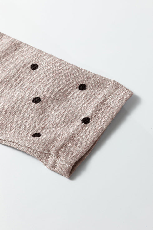Polka Dot Print Stretch Knit Boat Neck Top