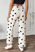 Polka Dot Print Wide Leg Ankle Length Denim Jeans