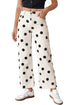 Polka Dot Print Wide Leg Ankle Length Denim Jeans