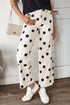 Polka Dot Print Wide Leg Ankle Length Denim Jeans
