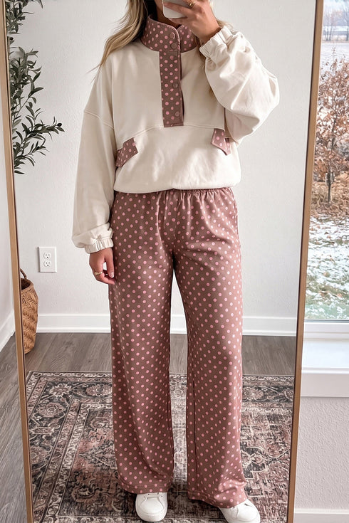 Polka Dot Printed Loose Silhouette Retro Inspired Pants