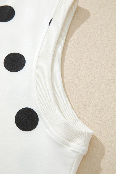 Polka Dot Printed Tank Split Skort Loungewear