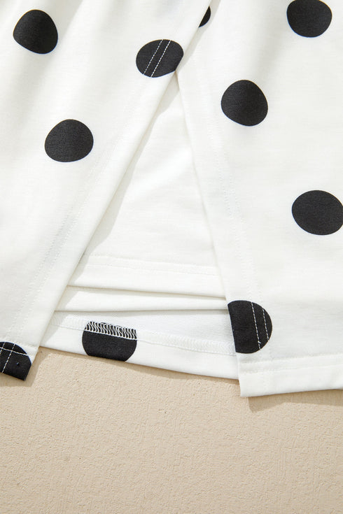 Polka Dot Printed Tank Split Skort Loungewear