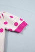 Polka Dot Puff Sleeve Knit Short Sleeve Sweater