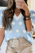 Polka Dot Puff Sleeve Knit Short Sleeve Sweater