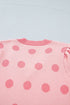 Polka Dot Puff Sleeve Knit Short Sleeve Sweater