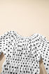 Polka Dot Puff Sleeve Square Neck Peplum Blouse