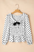 Polka Dot Puff Sleeve Square Neck Peplum Blouse