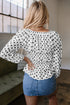 Polka Dot Puff Sleeve Square Neck Peplum Blouse