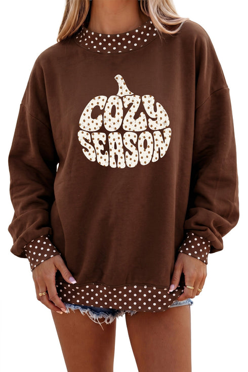Polka Dot Pumpkin And Letter Graphic Sweatshirt